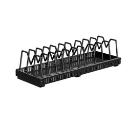 Ultimate Kitchen Space Saver - Pull - Out Organizer with Sliding Lid Holder, Spice Rack, and Dish Drying Racks (Black Pot rack)