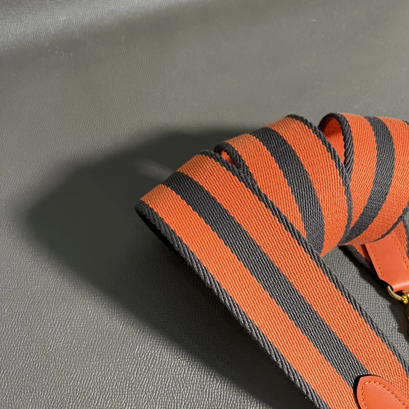 2 inch Wide Striped High-Quality Canvas Strap Paired With Cowhide Material Hand Sewn Suitable For Kelly Bag Shoulder Straps