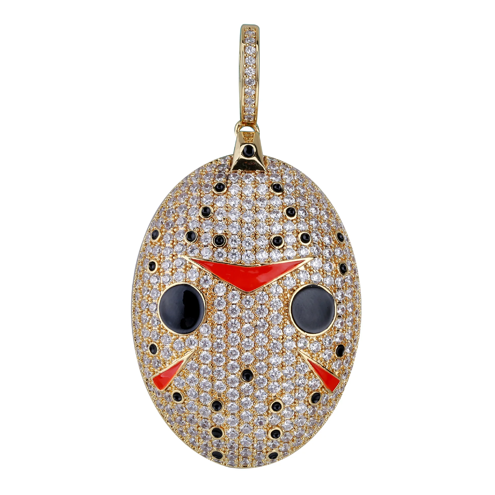 

Hip hop Pendant Chainsaw Frightening Mask Pendant Inlaid Zircon Exaggerated Pendant Tide Brand Necklace