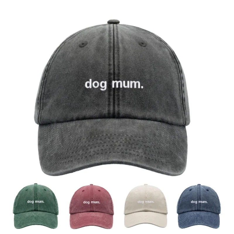 1 Stück „Hunde-Mama“. Vintage Gewaschene Kanye Baseballkappe für Damen, Freizeit-Fahrermütze Niedrig Verstellbare Winddichte Dad-Cap für Tägliches Tragen