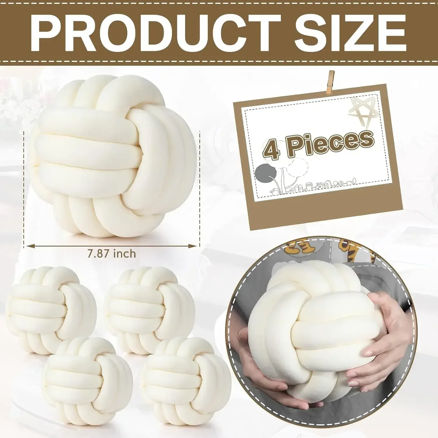 Throw Plush Floor Pillow Lumbar Aesthetic Cushion for Home Room Sofa Car Office Decor Knot Ball Pillow Round Decorative Pillow 3