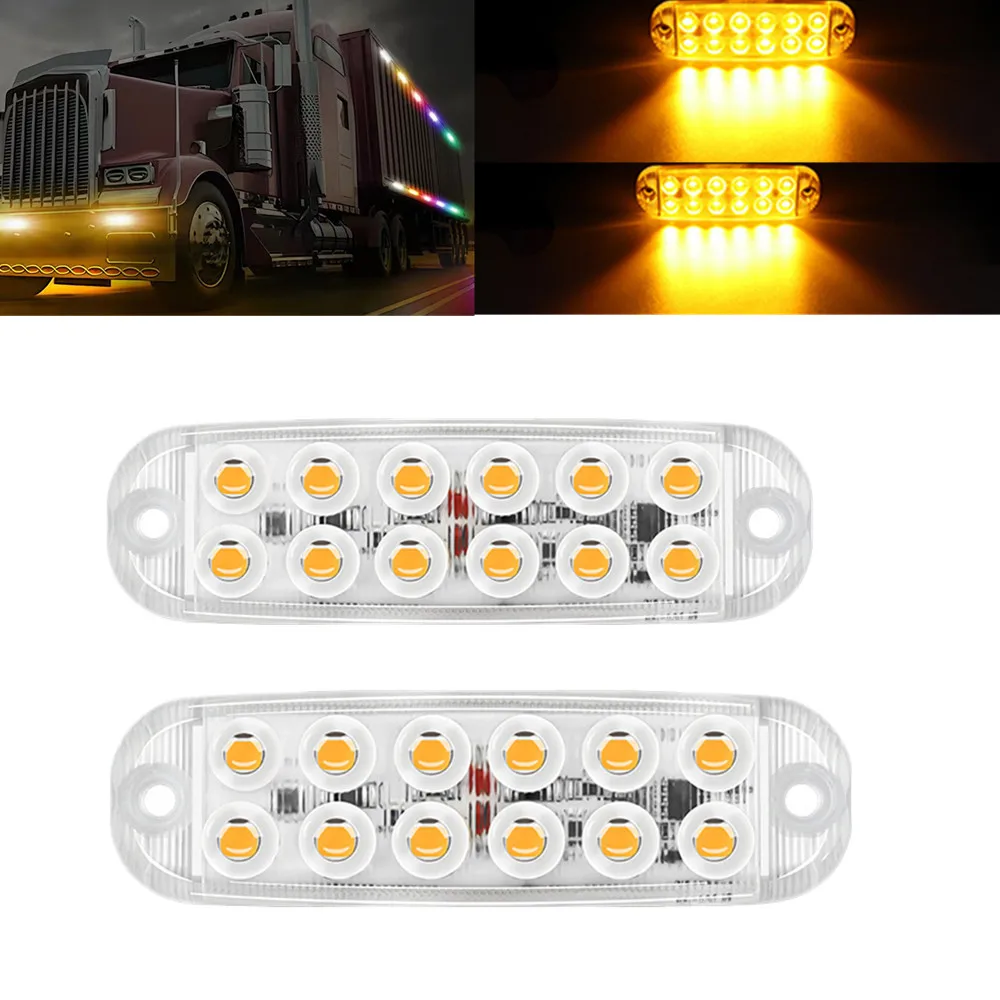 

2PCS High Bright Car Flashing Warning Lights Signal Tail Light 12LED Truck Trailer Strobe LED Light for Car Motorcycle DC12-80V