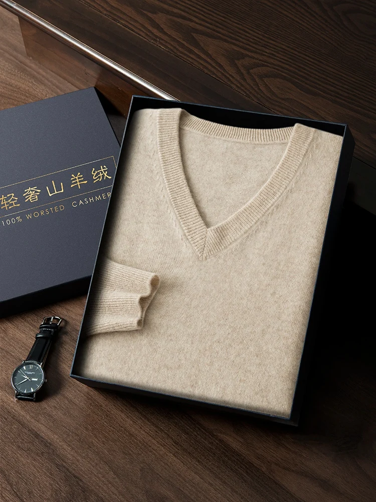 Men Cashmere Sweater High Quality Cable Knitting Smart Casual Pullover 100% Cashmere Knitwear Luxury Preppy Style Male Clothing 3