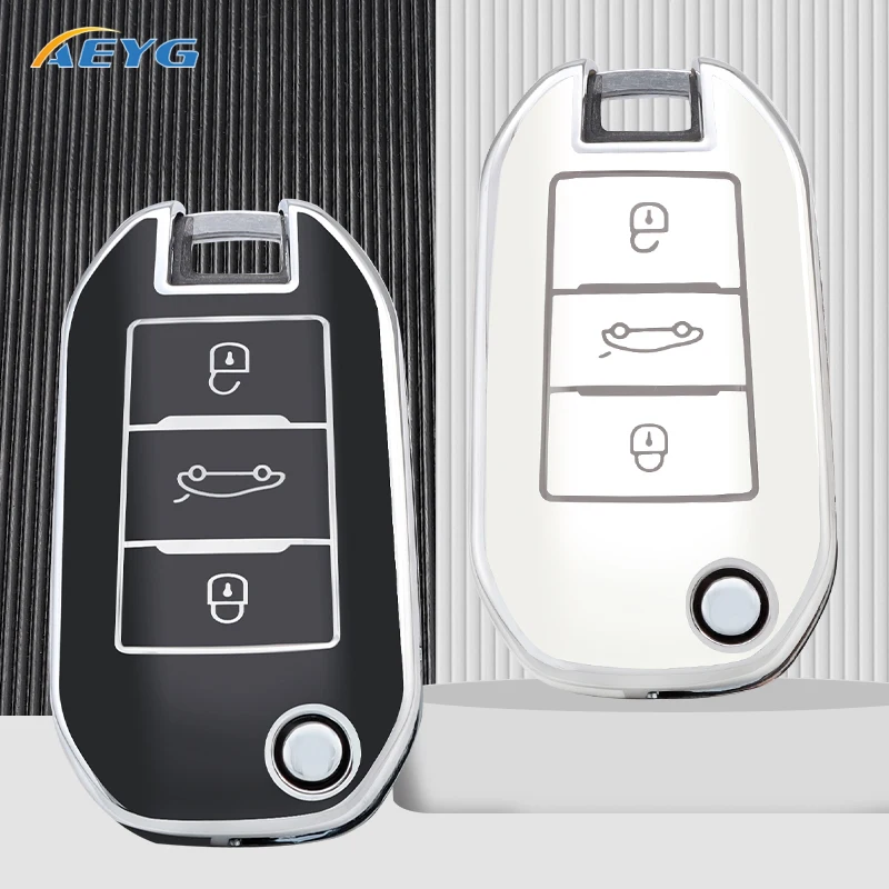 

TPU Car Flip Key Case Cover Shell Fob For Peugeot 208 3008 308 508 408 2008 307 4008 For Citroen C4 C3 C6 CACTUS C8 Accessories