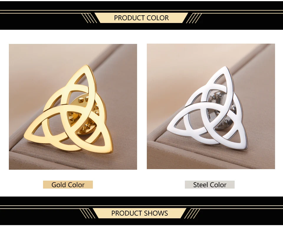Dawapara Vintage Triquetra Brosche Damen Pin Herz Trinity Knoten Irischer Schutz Talisman Edelstahl Zubehör – Detail 3