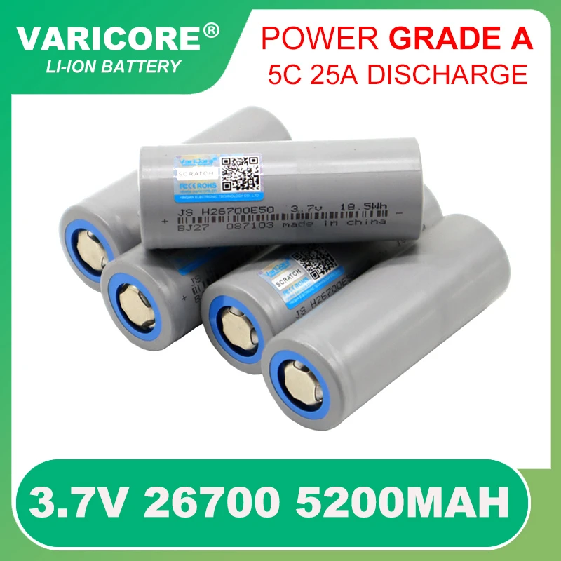 Lot De 2 Batteries Rechargeables 26700 - 5000mAh 3.7V Li-ion Avec Port Micro-USB