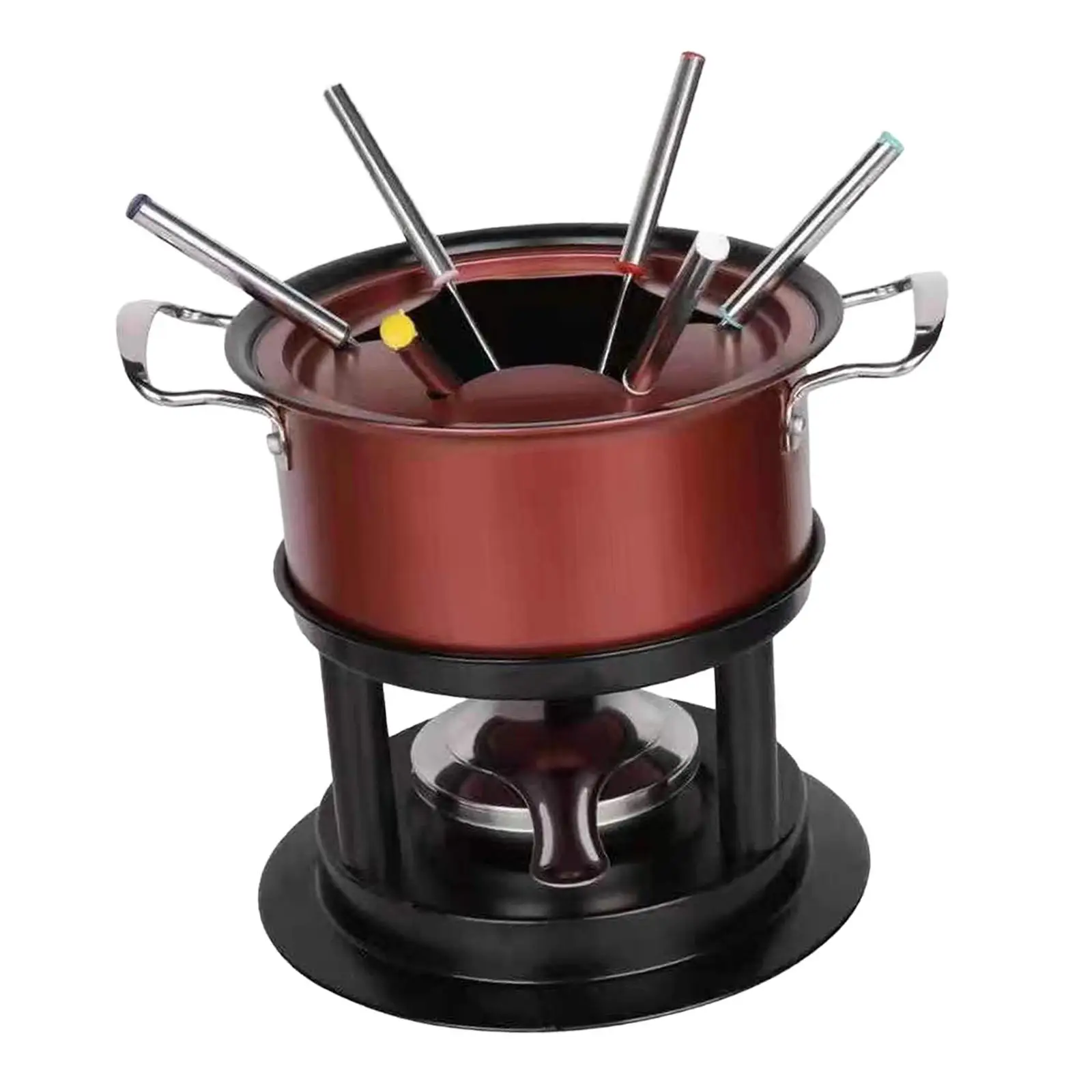 Broth Fondue Set Durable Cheese Fondue Set Cast Iron Multipurpoise Portable Fondue Pot for Festival Picnic Home Kitchen Outside