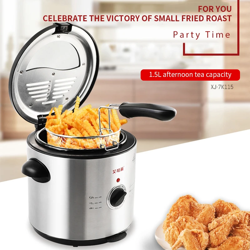 Electric fryer Mini fryer Household small round French fries machine fried chicken wings fryer constant temperature frying stove 2
