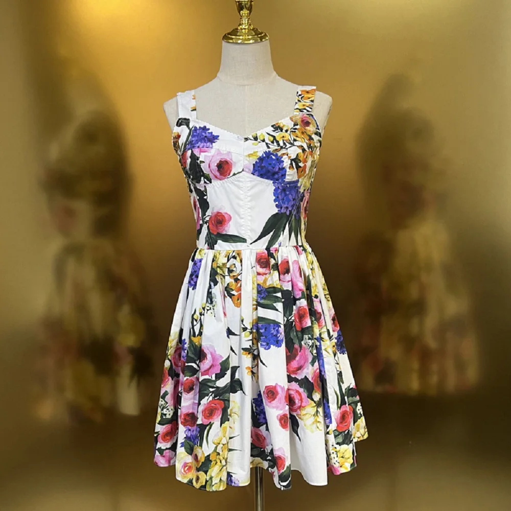 

Summer 2024 Women's Mini Dress Pure cotton 3D Printed Bodice Elegant Women's halter Dress y2k Clothes New high quality skirt bra