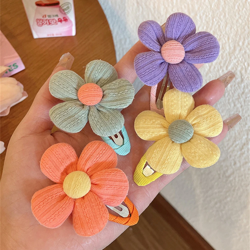 Children's Cute Flower Hairpin Baby Broken Hair Clip Bangs Clip Kids Headwear Girl Hairpin Baby Headdress 4-Piece Set hair clips hair accessories