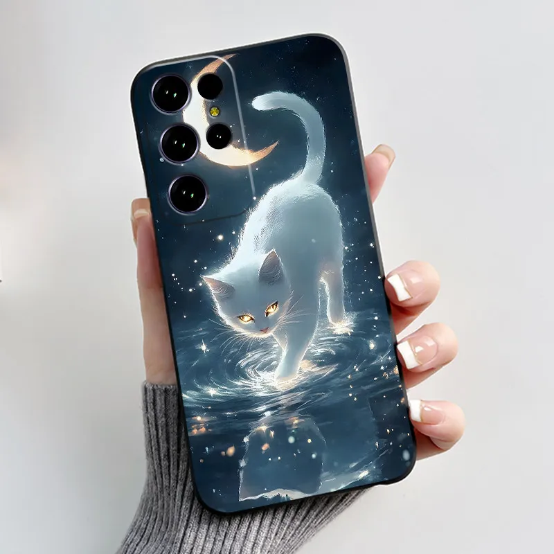 Aesthetic Cute Cat Cartoon Black Soft Silicone Shockproof Phone Case