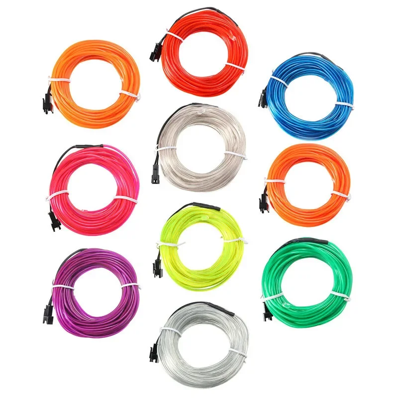 3M EL Wire Fil Neon Flexible Lumiere LED Cable Lampes avec Boite a Pile  pour Club