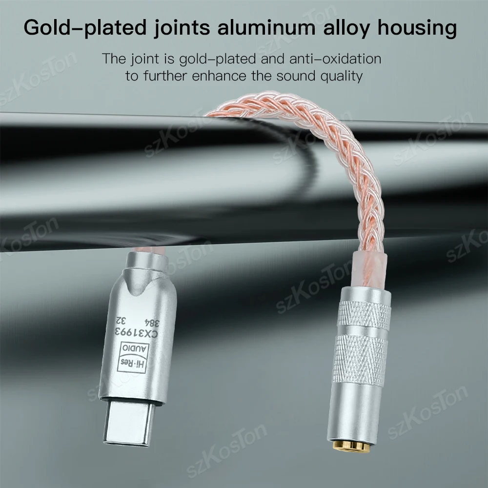 High-Fidelity Audio DAC Headphone Amplifier Adapter with Type C to 3.5mm Connection