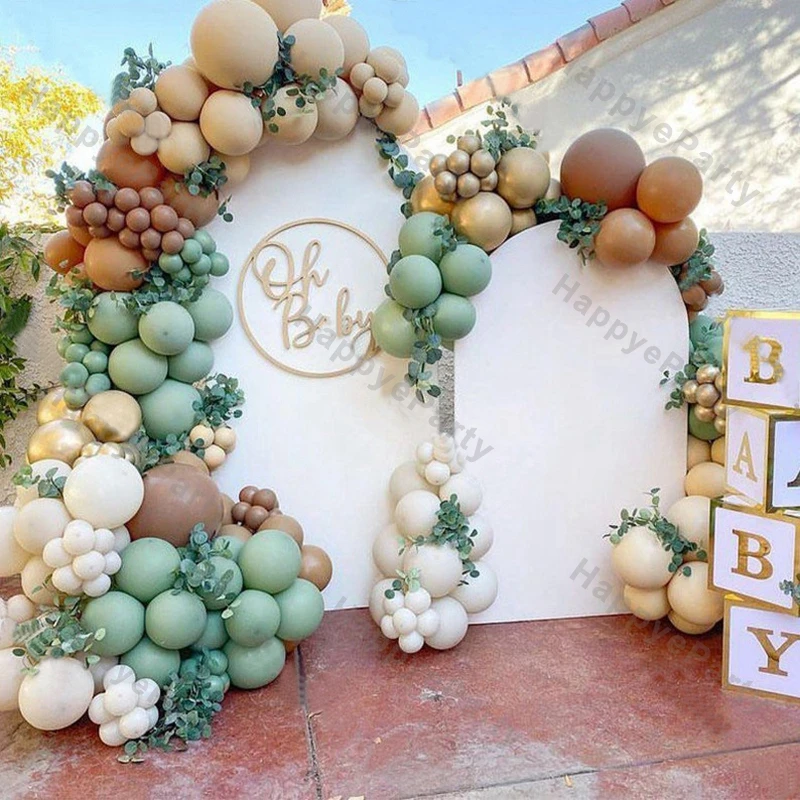 

13-25Ft Dusty Green MixColor Beige Gold Latex Balloons Garland Kit Arch Brown Jungle Theme Wedding Baby Shower Home Decorations