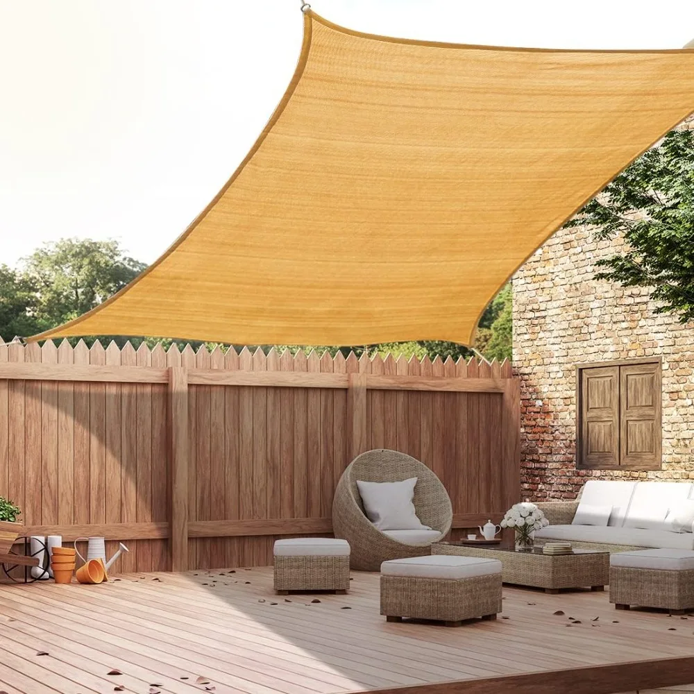

24x24ft Fire Retardant 185G HDPE Sun Shade Sail with Hardware Kits Canopy 98% UV Block Outdoor Patio Garden,Canopy.
