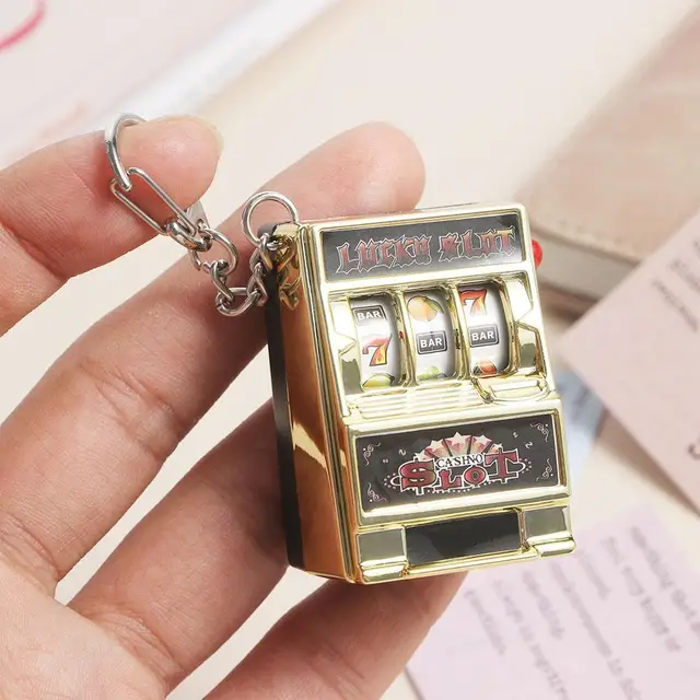 Mini Gambling Slot Machine Key Chains Pocket Fruit Lucky Jackpot