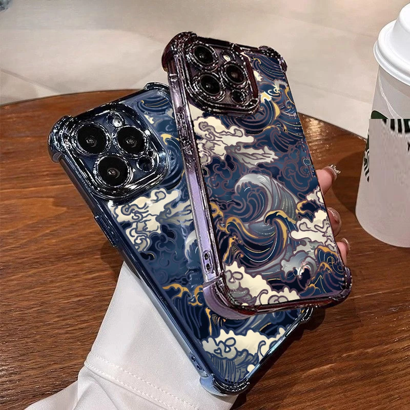 Japanese Waves Design Shockproof Phone Case