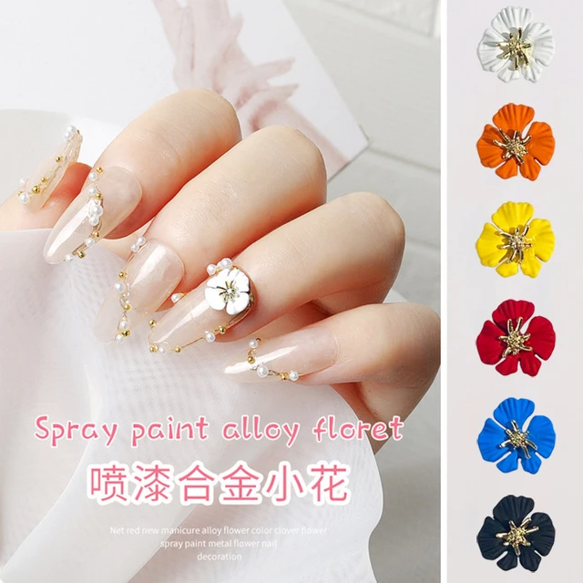 10Pcs New Pearl Flower Shaped Nail Art Charms Alloy 3D Gold Silver Luxury Nail  Art Japanese Rhinestones For Manicure Gems - AliExpress