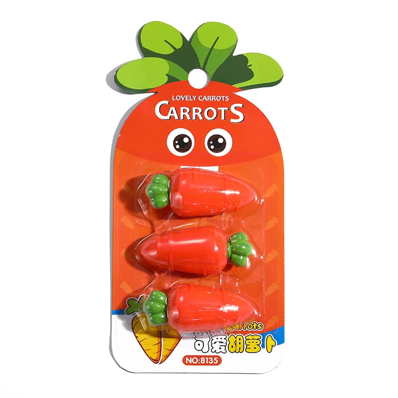 Carrots Shape Funny Erasers for Kids Fruit School Rubber Korean Stationery Kawaii School Supply Cute Desk Accessories