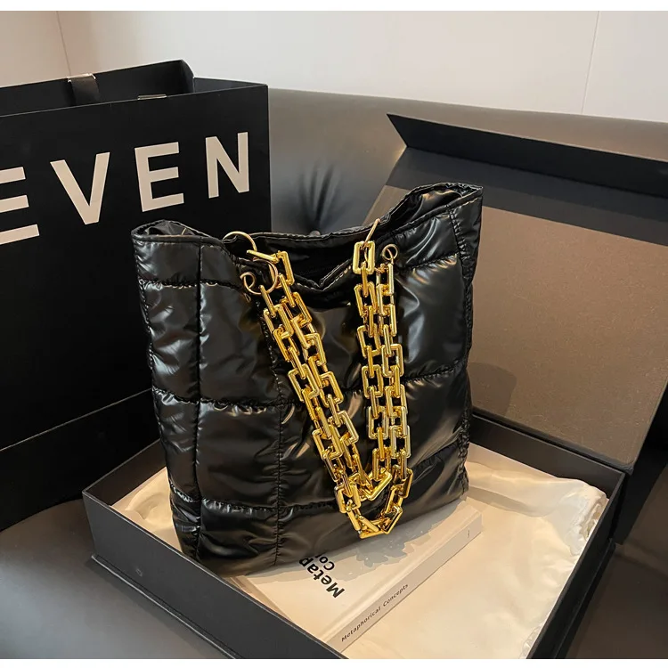 Borsa a spalla trapuntata donna elegante borsa tote puffer_voghion.com