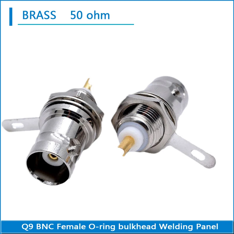 

50 ohm Q9 BNC Female O-ring Bulkhead Washer Nut Mount solder cup Welding panel RF Connector Adapter High-quality
