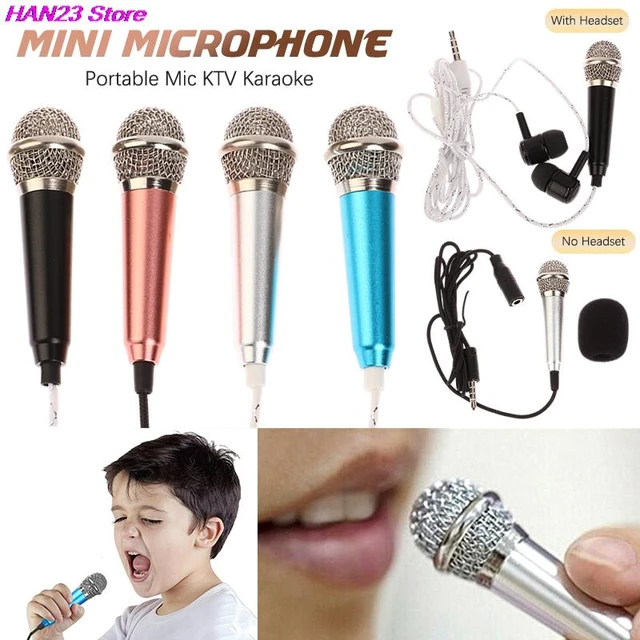 1pc Mini Karaoke Microphone With Earphone & 3.5mm Jack, Portable