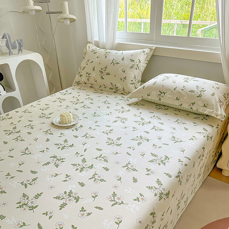 100% Cotton Flat Sheet Floral Style Bedsheet Skin-friendly Bed Linen sabanas para cama Home Bed Flat Sheets (No Pillowcase) 2