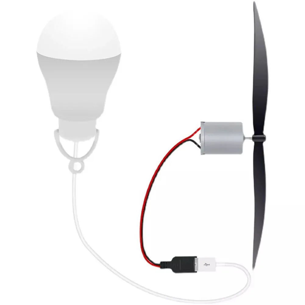 에너지 과학 및 풍력 원리를 가르치기 위한 USB 전구가 포함된 DIY 풍력 터빈 모터 블레이드 및 발전기 세트