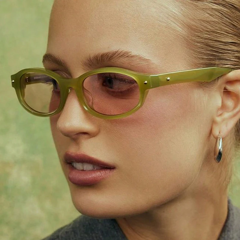 

Small Frame Oval Hot Girl Sunglasses Retro Y2k Millennium Glasses Street Style Green Sunglasses