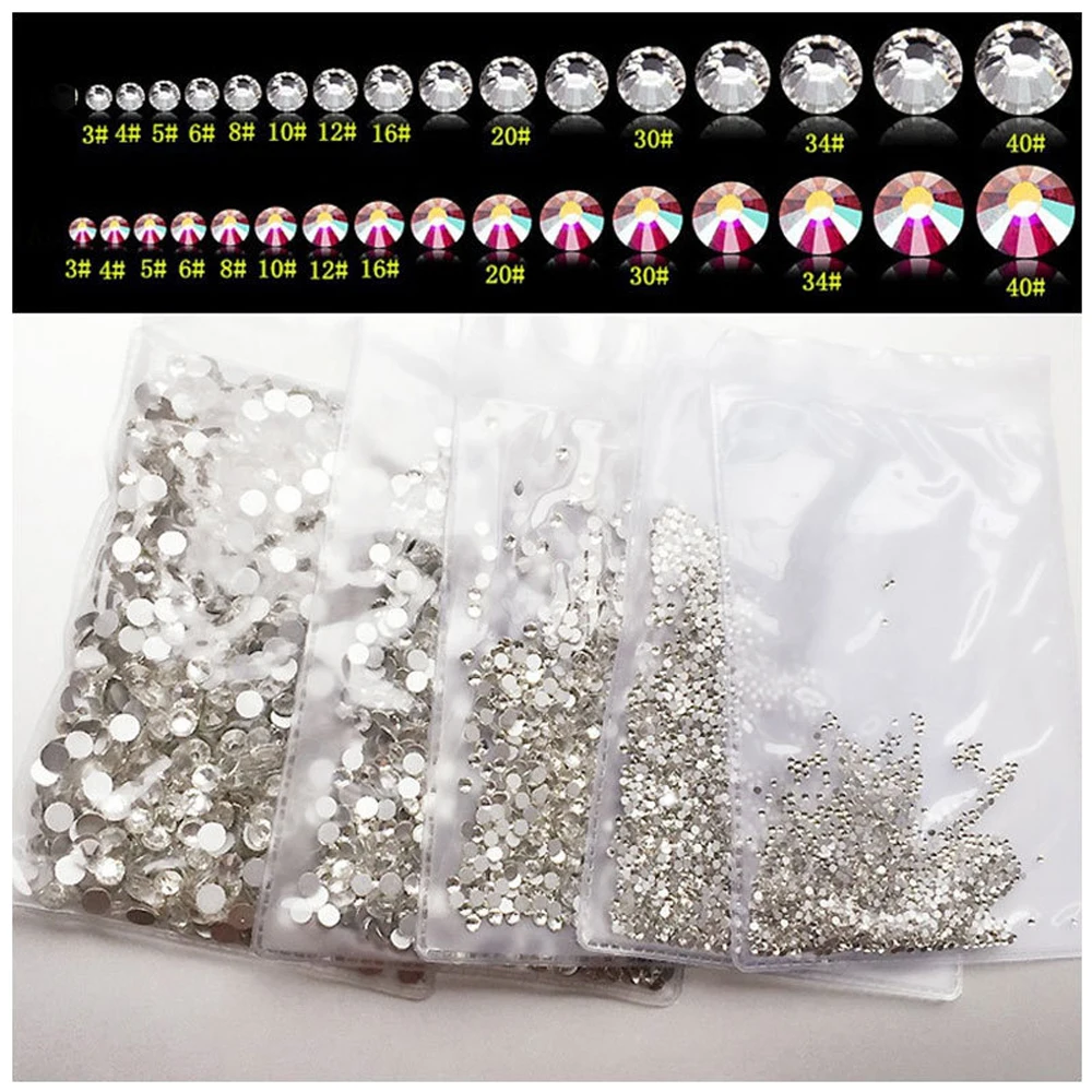 

1 Pack Glass Nail Rhinestone AB Diamond Gemstone Clear Crystal 1440pcs Nail Rhinestone Nail Art Parts For 3D Nail Decoration