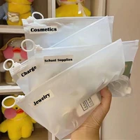 A5 10pcs Clear Travel Storage Bag Zipper Punch Portable File School Supplies Holder Cosmetic Organizer Pocket Bags Category Desk 2