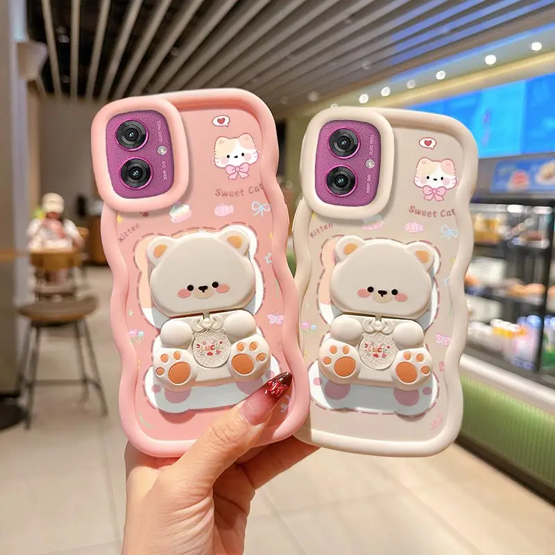 Sweet Cat Wavy Silicone Bracket Phone Case