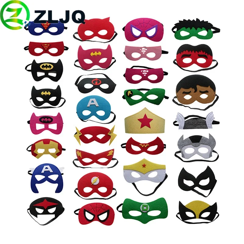 Face Mask 32pcs/kit Superhero Mask Cosplay Christmas Halloween Kids Adult Carnival Party Props Children's Birthday Masks Masquerade Gifts