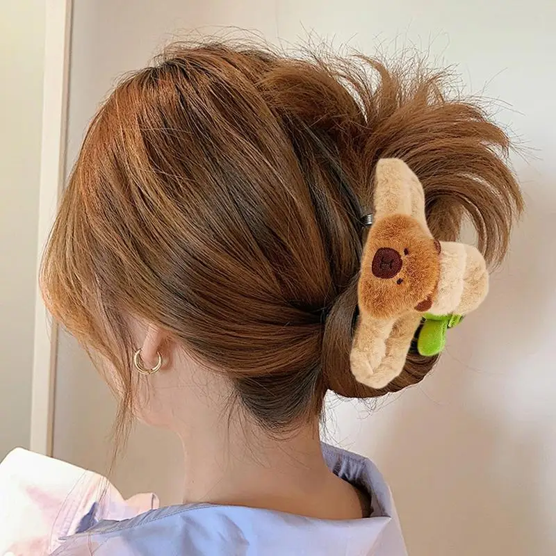 Capybara Plush Hair Scrunchies Hair Rope Cartoon Animal Hair Claw Clip Girls Hair Accessories Cute Plush Hair Shark Clips