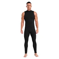 Mens Yoga Athletic Striped Bodysuit Rompers Stretchy Soft Wear Sleeveless Front Zipper Bodycon Jumpsuit for Bodybuilding Fitness 1