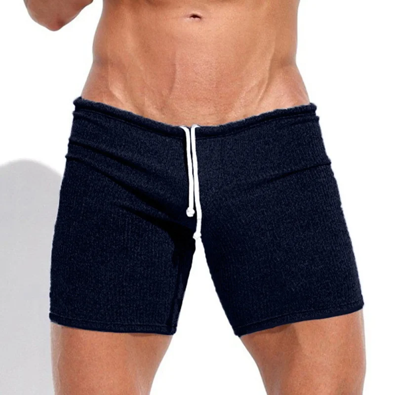 Pantalones Cortos de Punto Acanalado para Hombre, Verano 2026, Ajuste Delgado, Cintura Elástica con Cordón, Secado Rápido, Transpirables, para Gimnasio, Fitness, Entrenamiento, Casuales