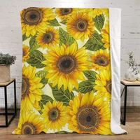 Pumpkin Sunflower Print Woven Blanket King Size Luxury Blankets & Throws Home and Decoration Beach Towel Microfiber Bedding Knee 1