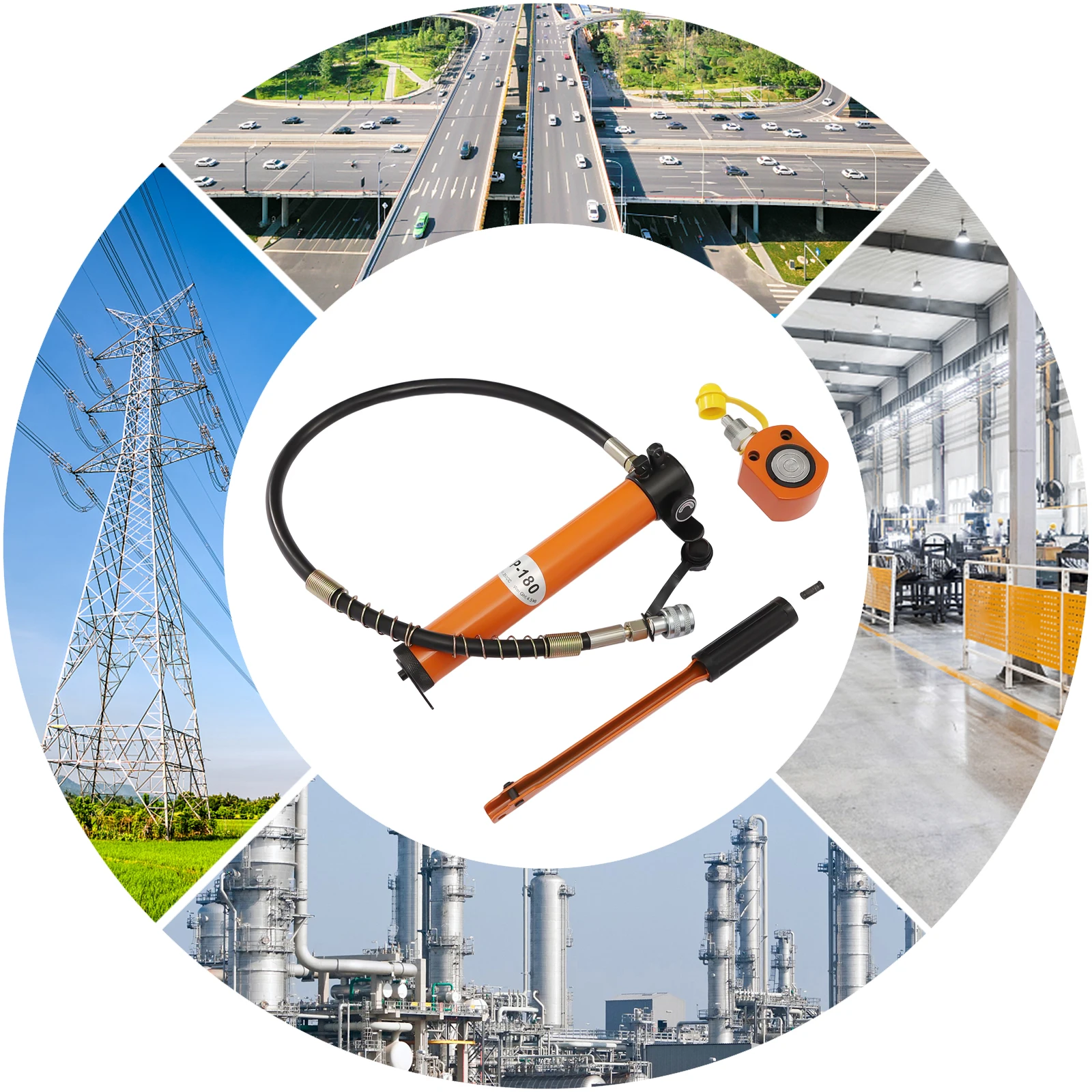 10T Hydraulic Ram Cylinder Jack  Hydraulic Jack Hand Pump,0.43" Stroke for Machinery Shipbuilding 2