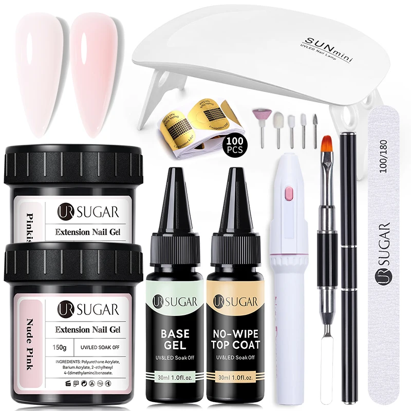 UR SUGAR 150g Extension Gel UV Set With 30ml Top Coat Base Gel Refill Package Camouflage Hard Gel Varnish Nail Art Manicure Kit 3