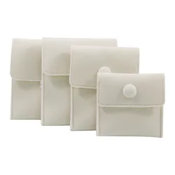 Luxury Velvet Jewelry Pouch with Custom Logo - XL 9.5 x 9.5cm (Beige)