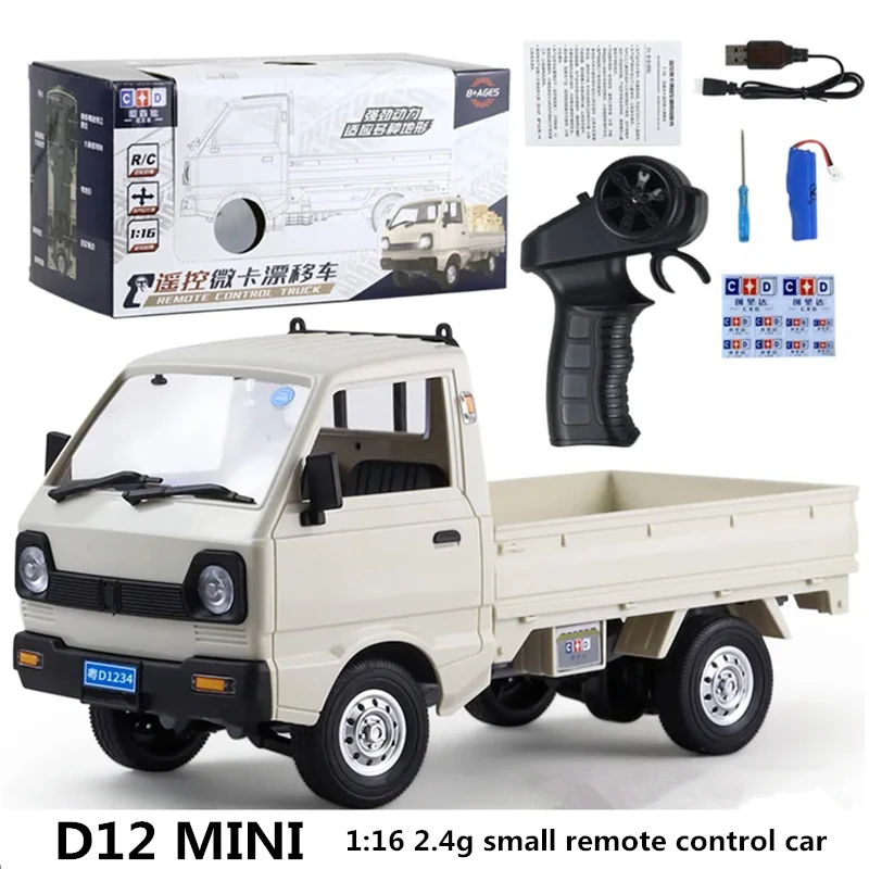 

2022 New WPL D12mini 1:16 2WD RC Car Simulation Drift Climbing Truck LED Light On-road 260 Brushed Motor Car For Kids Gifts Toys