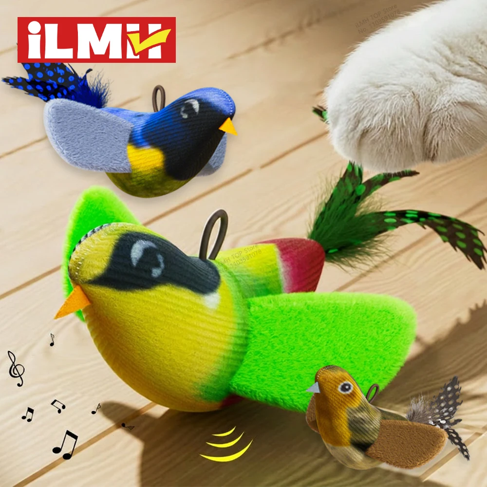 Interactive Bird Sound Cat Toy with Catnip - Wall-Mounted Teaser
