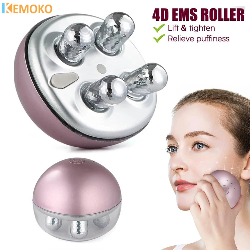 3D Facial Roller Massage Skin Firming EMS Micro Current Tighten Skin Remove Face Lifting Device Edema Fades Fine Lines Massager
