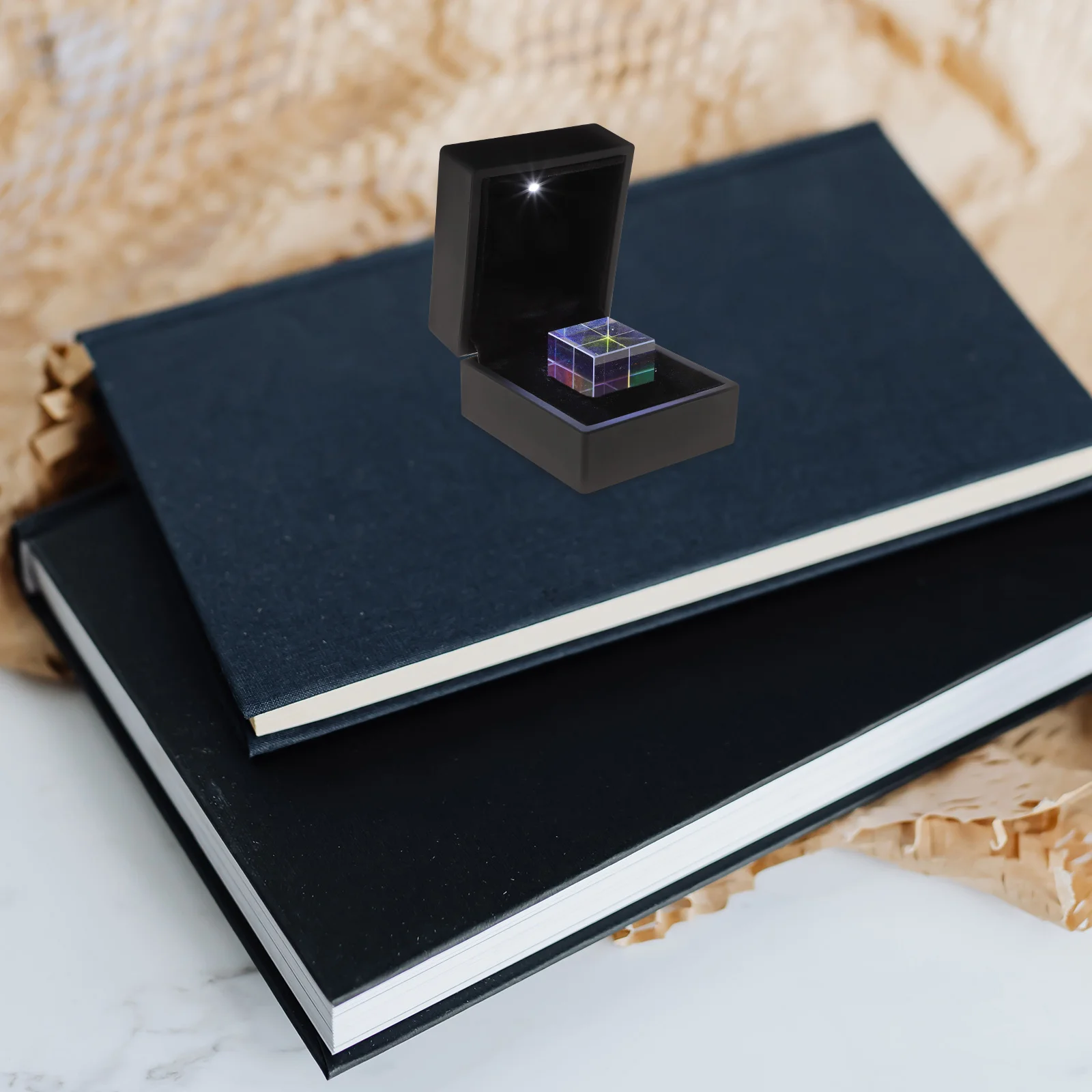Optical Glass RGB Dispersion Cube for Physics Teaching Decoration with Delicate Gift Box 23x23x23cm