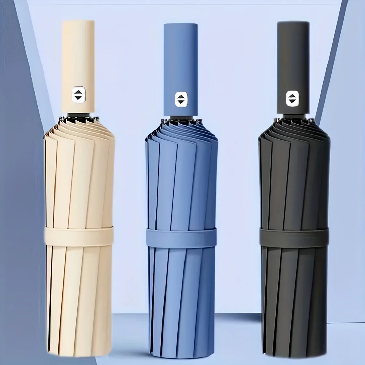 Extra-large auto-folding umbrella: double-reinforced frame, UV & windproof. Durable, compact, all-weather essential.