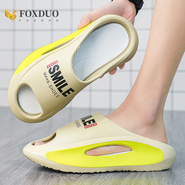 New Summer Slippers For Women Men Beach Sneaker Slippers Soft Thick Sole  Print Pillow Slides Flat Couple Outdoor Sandals Shoes - Women's Slippers -  AliExpress