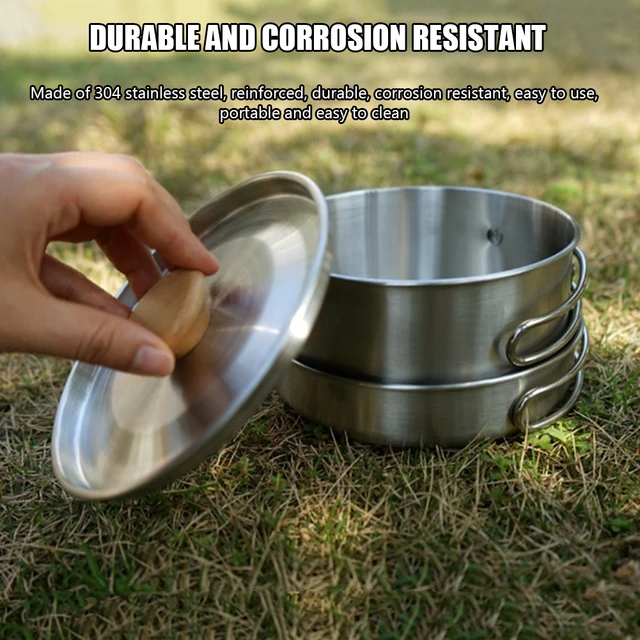 Outdoor Stainless Steel Camping Pot Set Practical Pot And Pan Cook Set For Climbing 2