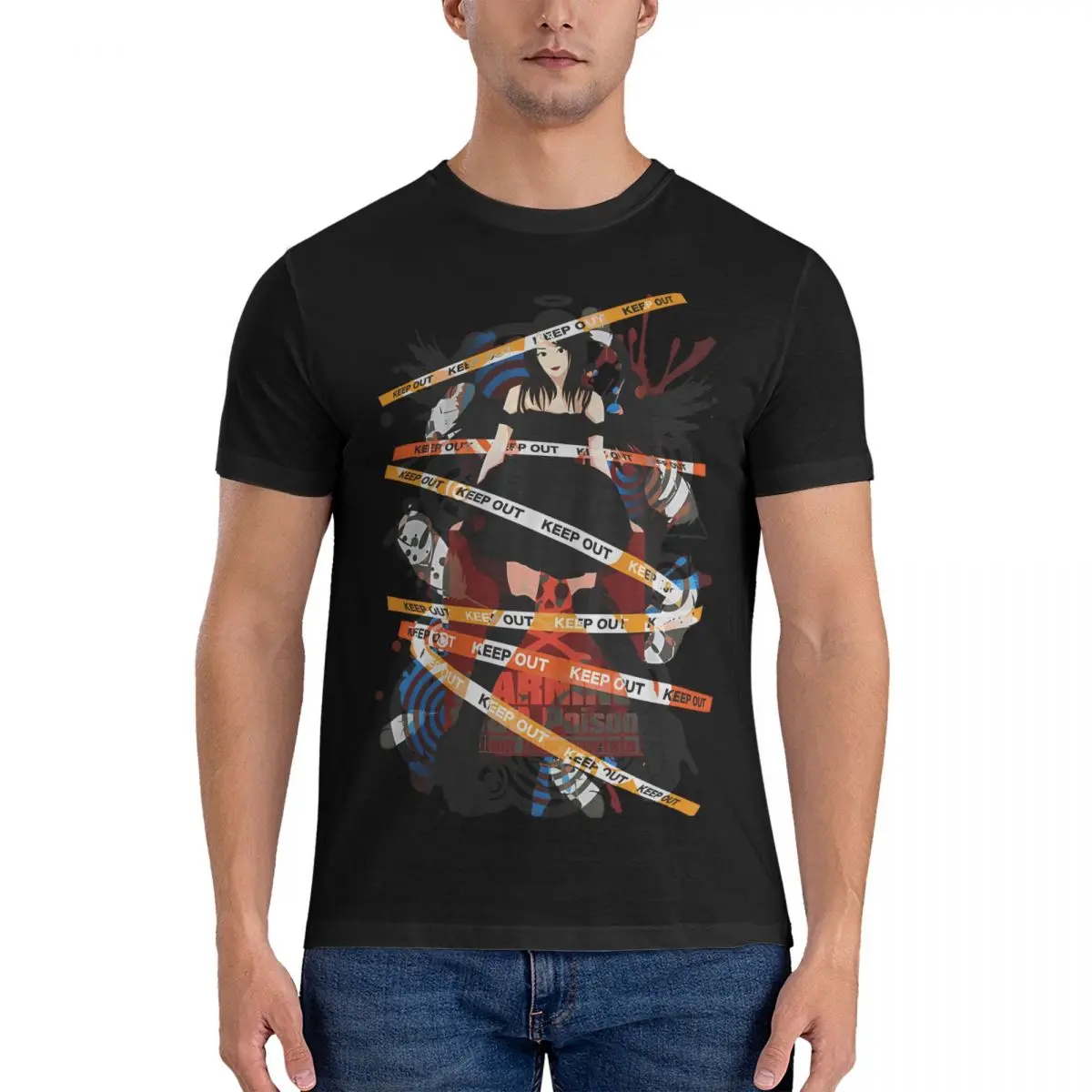 

Men's T-Shirt Anime Fashion Cotton Tees Short Sleeve Fallen Angels T Shirts Crew Neck Clothes 6XL
