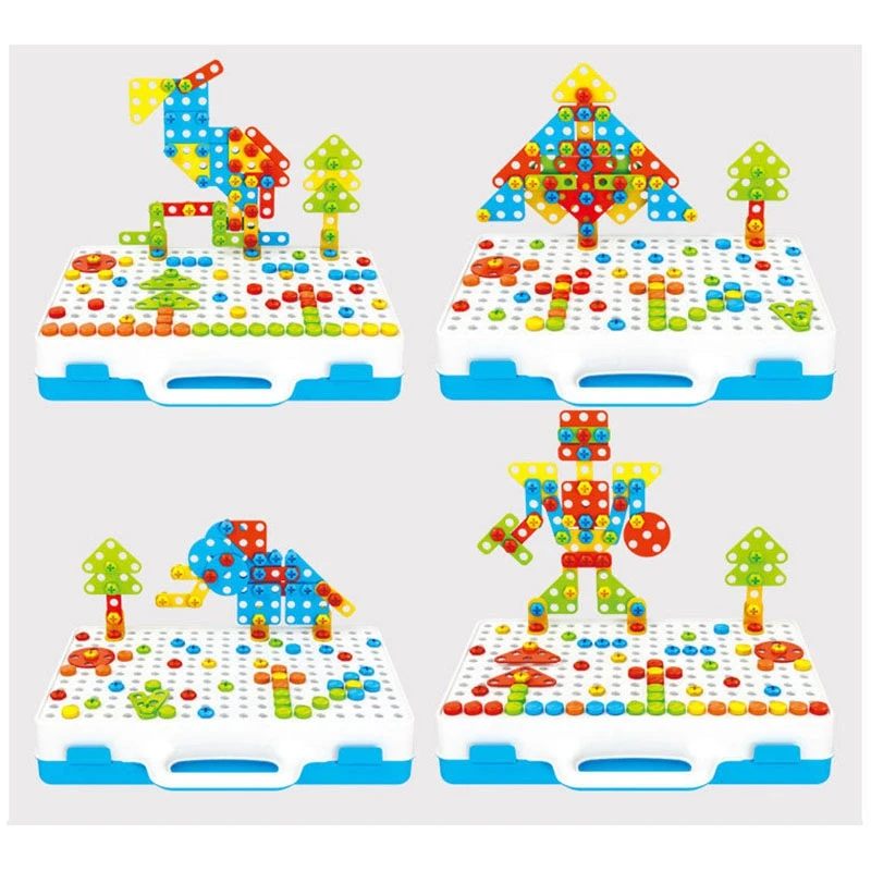 Baby-310PCS 드릴링 스크류 3D 크리 에이 티브 모자이크 퍼즐 장난감 어린이 DIY 모델 키트 학습 교육 게임 스크류 퍼즐 키트