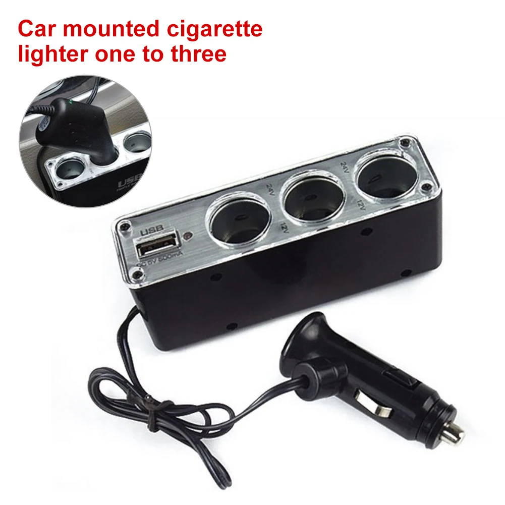 

Автомобильное зарядное устройство с 3 розетками и USB-портом, 12 В/24 В